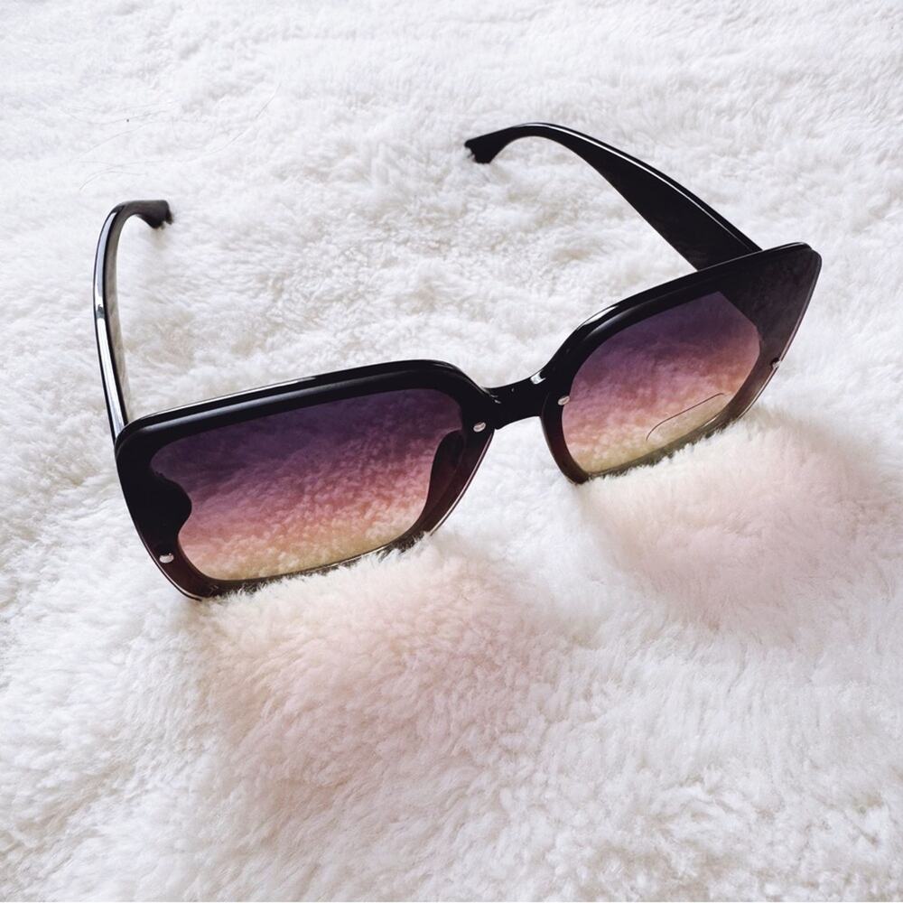 Abby Black & Pink Square Frame Sunglasses - Picture 6 of 10